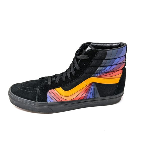 Vans Sk8-Hi Top Reissue Refract Black/Multi Suede Leather Sneakers EUC - Picture 3 of 10